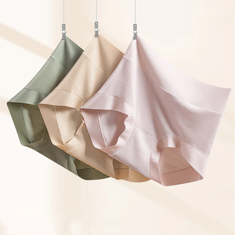 藏里羊【7A抑菌】中高腰浮雕纹7A乳酸柔塑裤3条装内裤NK006