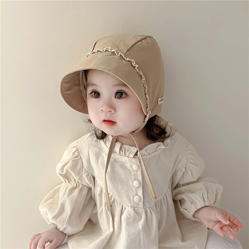 婴儿帽子儿童遮阳帽春夏薄款防紫外线宝宝防晒鸭舌帽大帽檐宫廷帽