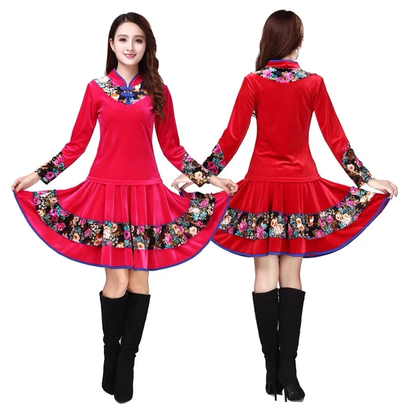 韩国绒广场舞服舞蹈服