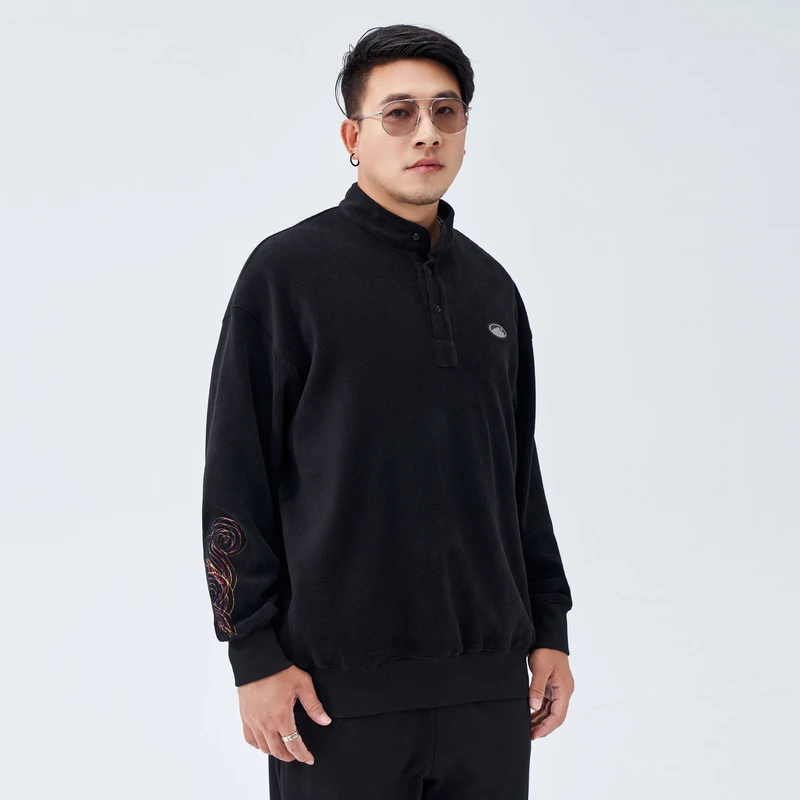 半墨套头卫衣男加肥加大摇粒绒立领胖子男士大码300斤MYWQ221395