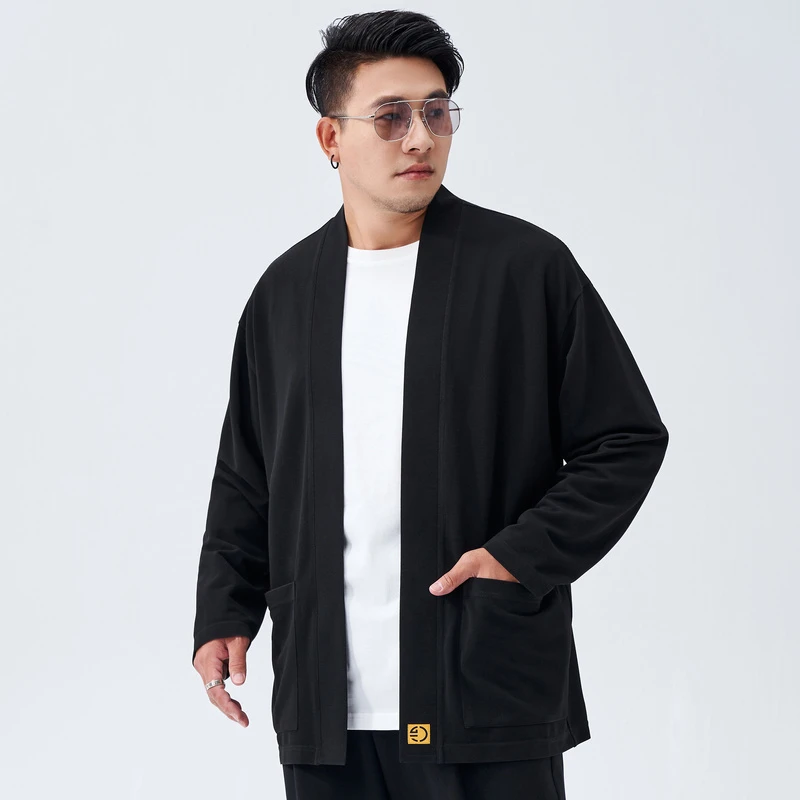 半墨大码男装开衫外套男宽松秋季中式复古套装加肥加大号胖子1590