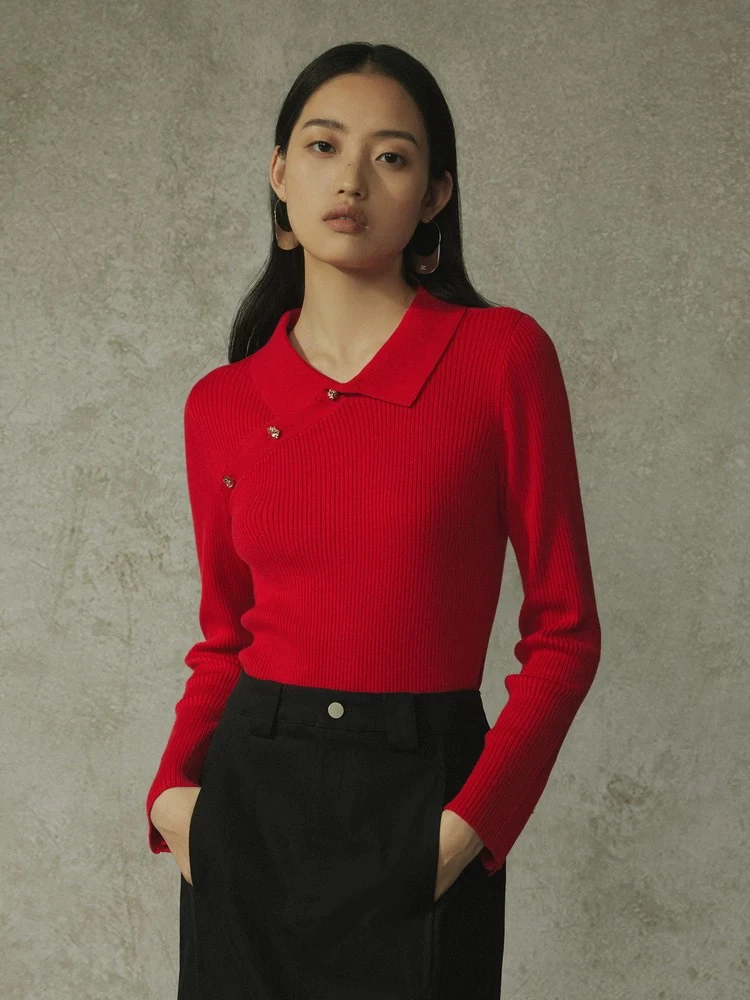 【11月特惠剪标】欧海新中式针织衫秋冬设计针织长袖时尚羊绒修身