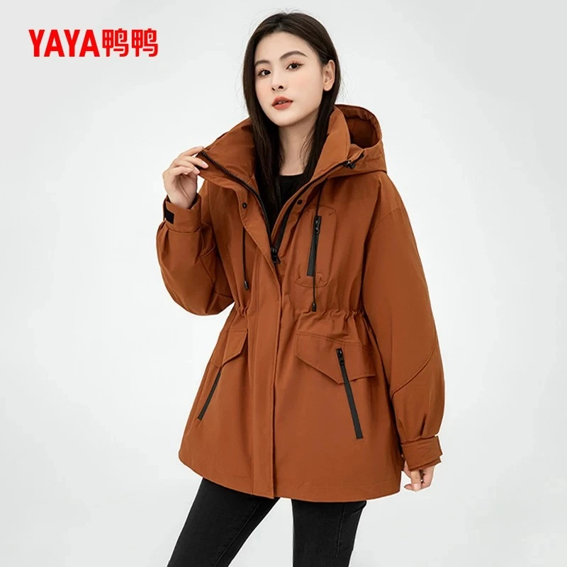 YAYA/鸭鸭短款防风羽绒服秋冬新时尚女士休闲外套连帽YE3B631025L