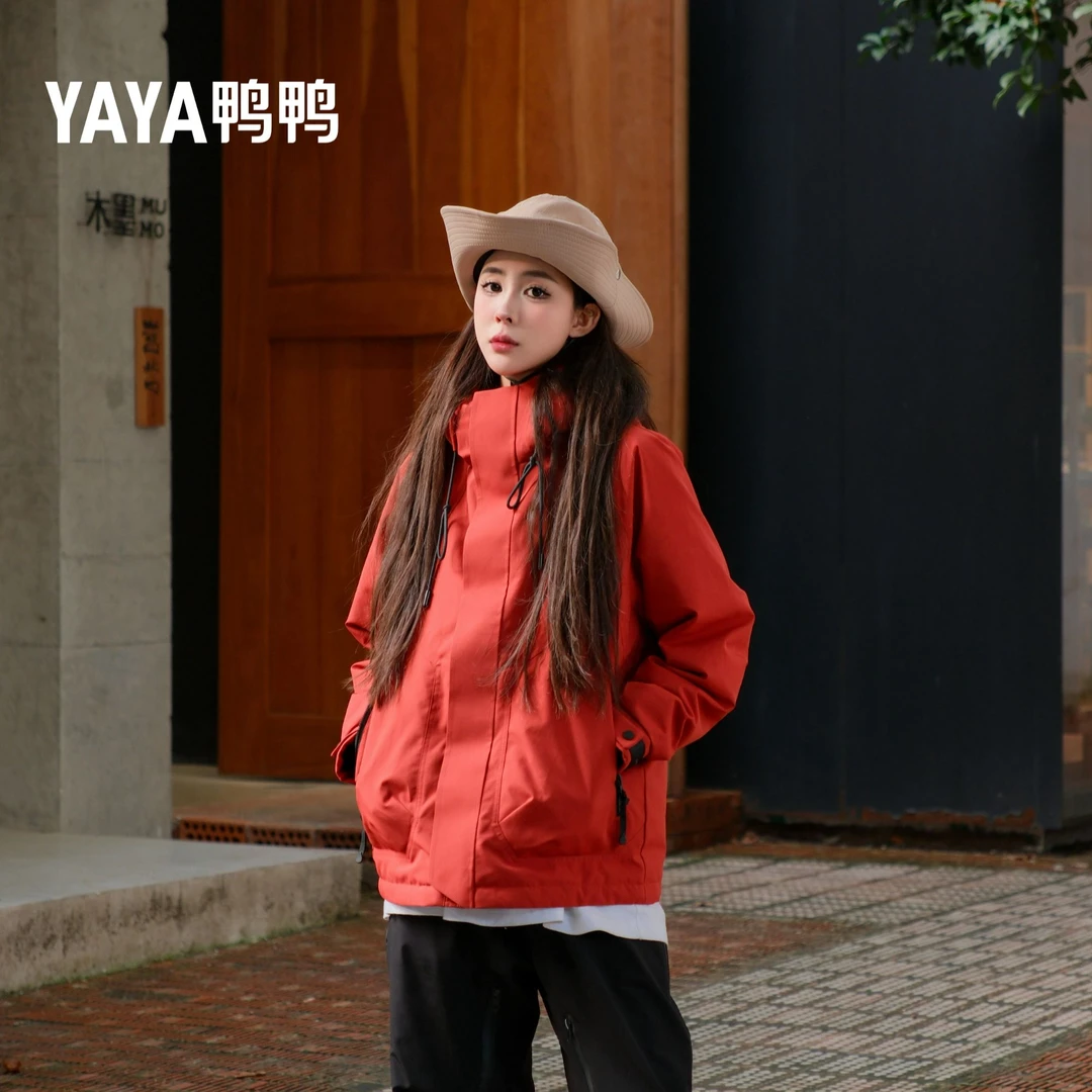 YAYA/鸭鸭情侣加厚款羽绒服鸭绒保暖连帽外套户外冬季YE4B017197P