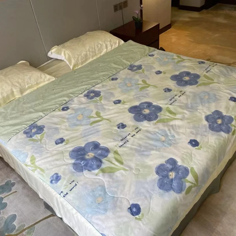 B品微瑕疵品 紫色款柞蚕丝夏凉被 亲肤印花双人被（2.0*2.3）