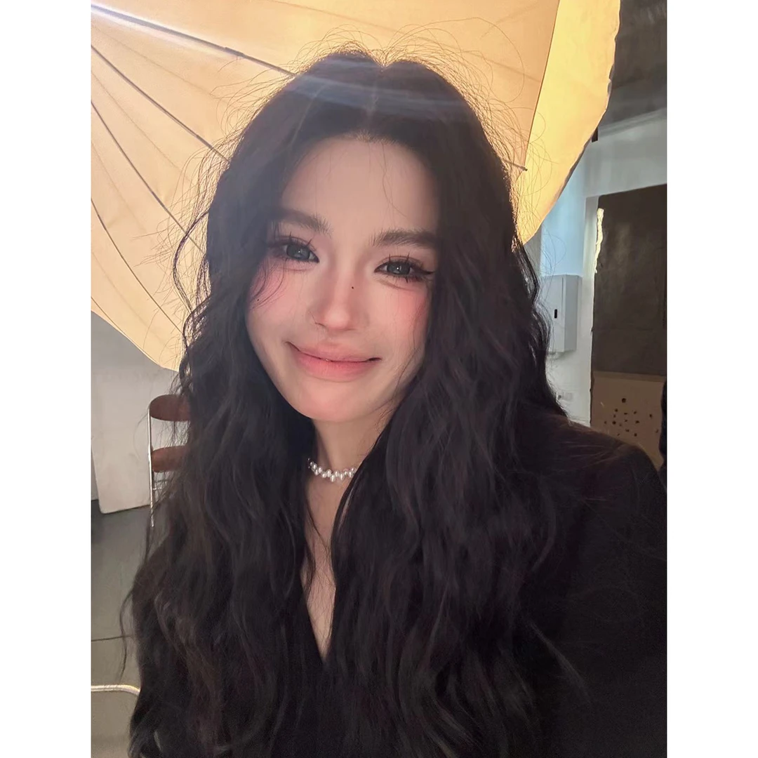 《少女的梦》进口丝自然黑氛围感羊毛卷蓬松长发自然半蕾丝假发