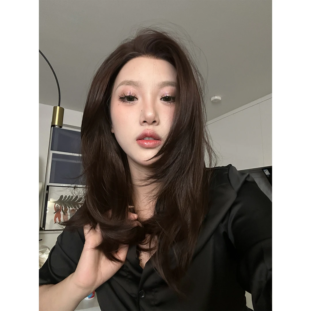 了了专属《半熟恋人》黑茶棕色气质短卷发13*6大面积蕾丝假发女