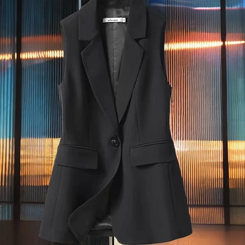 中国风盘扣马甲外套女式黑色春秋双排扣抽绳马夹抗皱网红上衣9057