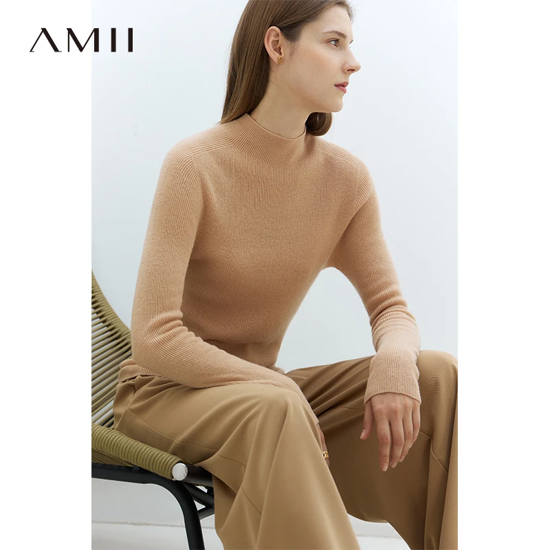 Amii全羊毛无缝一体柔软针织毛衣打底衫羊绒12371094