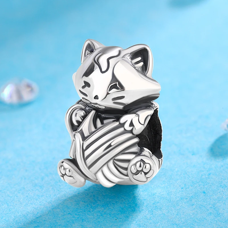 925银银制品 潘家风格纯银散珠手链女时尚可爱百搭复古个性招财猫