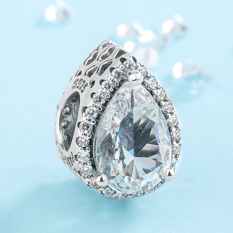 潘家风格925纯银手链diy配饰水滴散珠子气质轻奢时尚小众个性镶嵌