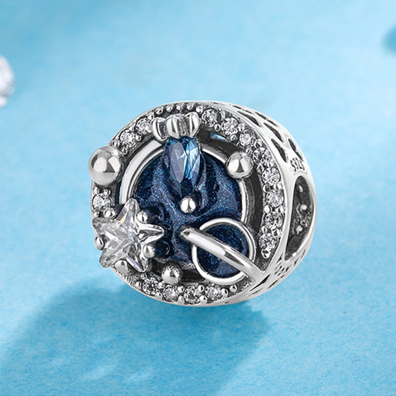 925银银制品 潘家风格纯银手链蓝色串珠手工百搭女士复古简约气质