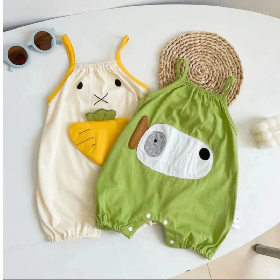 夏季吊带三角包屁衣哈衣连体衣新生儿衣服薄款卡通吊带婴儿连体衣
