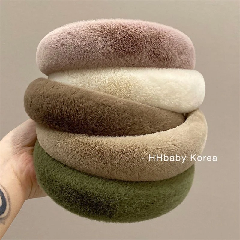 韩国仿兔毛毛海绵发箍增高颅顶网红外出毛绒头箍女小众洋气发饰品