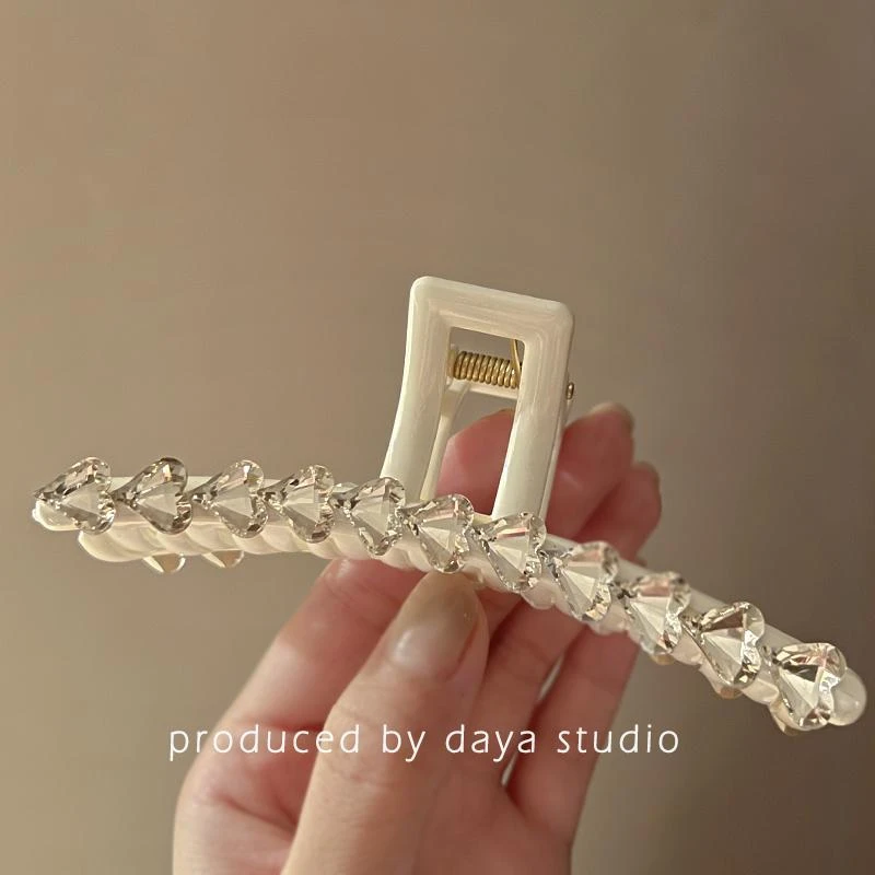 扑通的心呀  高级感法式仿水钻爱心抓夹小众设计气质简约顶夹