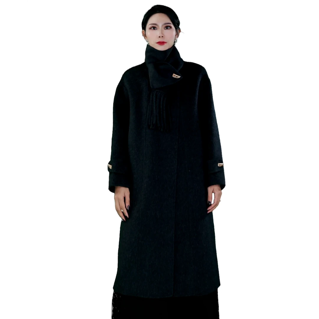 【骆驼绒大衣】665-2024新款秋冬双面驼绒大衣外套冬季加厚中长款