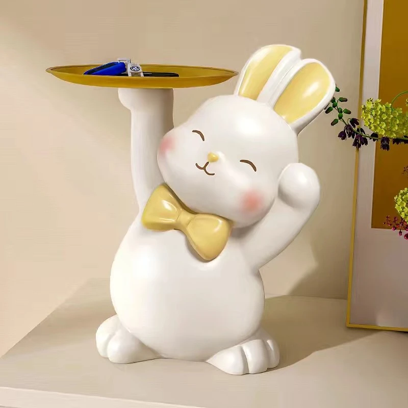创意入户玄关钥匙收纳摆件兔子客厅电视柜家居装饰品生日乔迁礼物