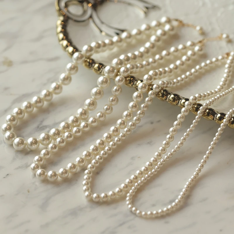 铜合金仿珍珠项链 珍珠项链轻奢小众法式复古锁骨链颈链气质名媛