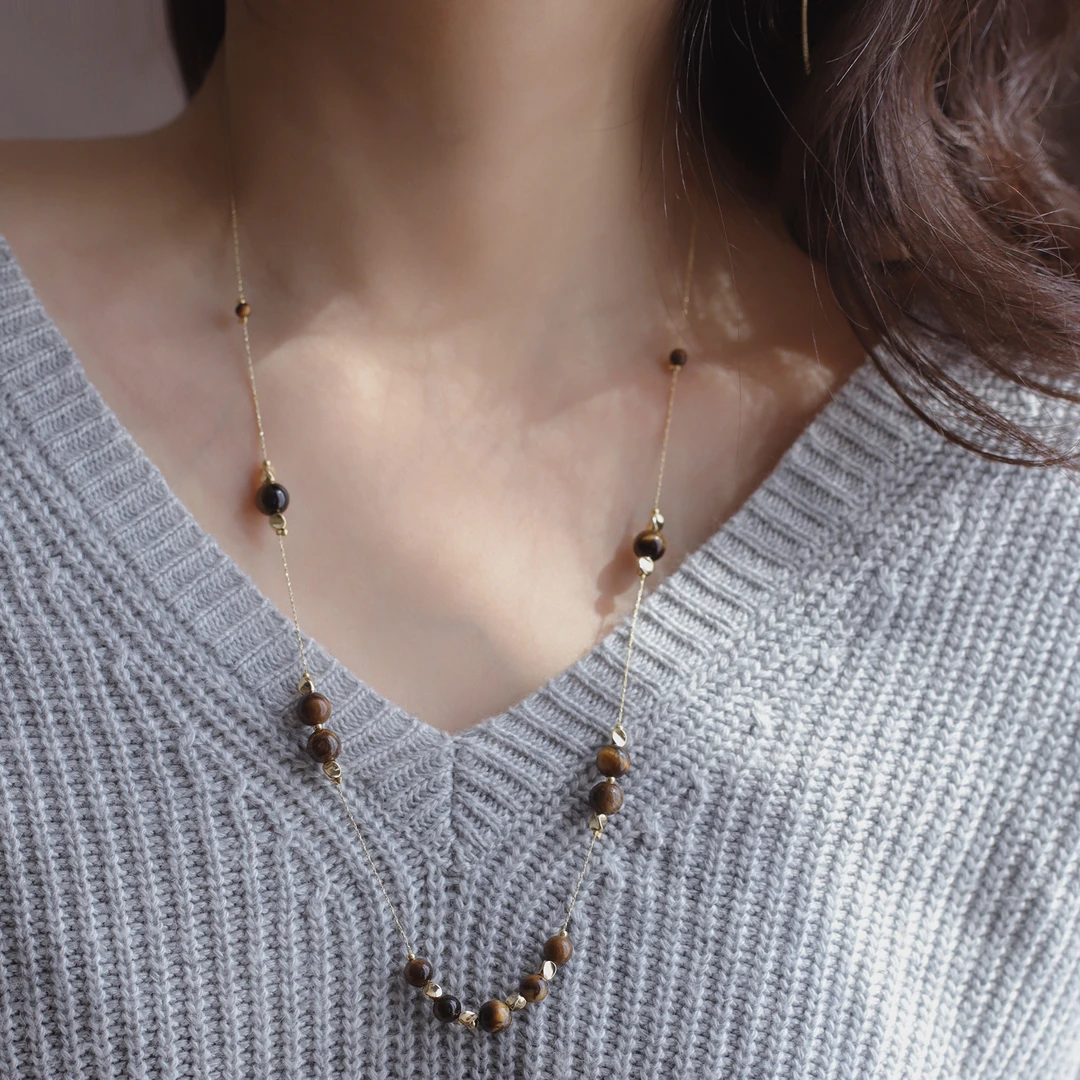 合金项链 复古美拉德风甜美长款项链小众女款新款毛衣链高级简约