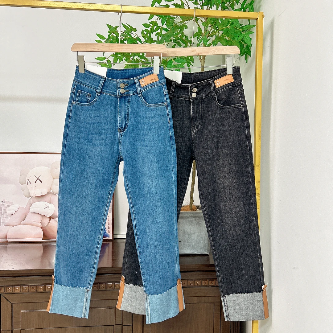 202女士牛仔裤显瘦高腰直筒时尚休闲百搭修身时尚直筒小脚