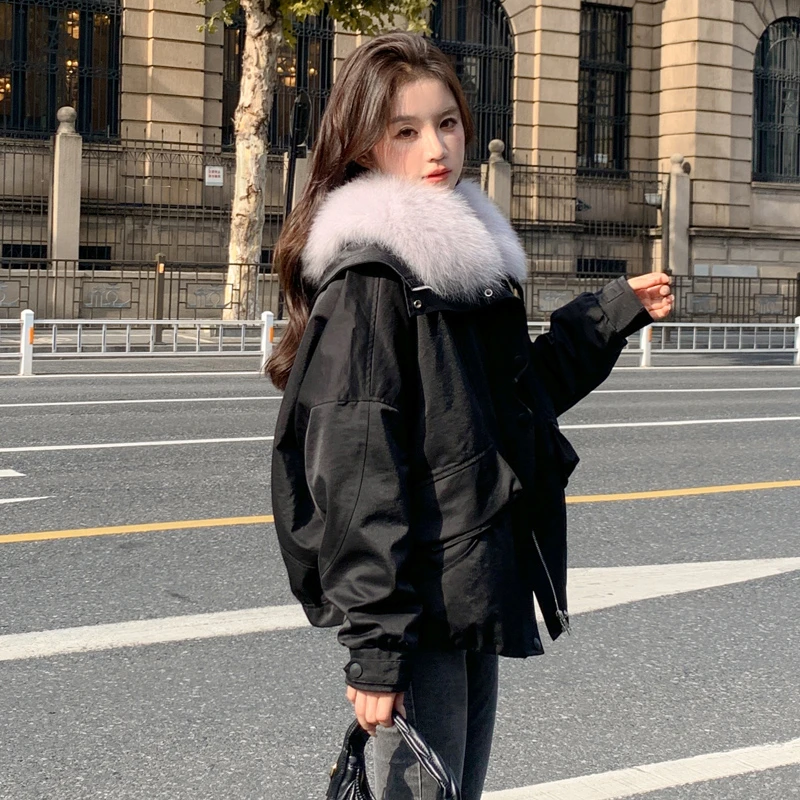 JHZ锦鲤.23P086.安可拉红大毛领i可拆卸内胆獭兔毛加厚冬季ins