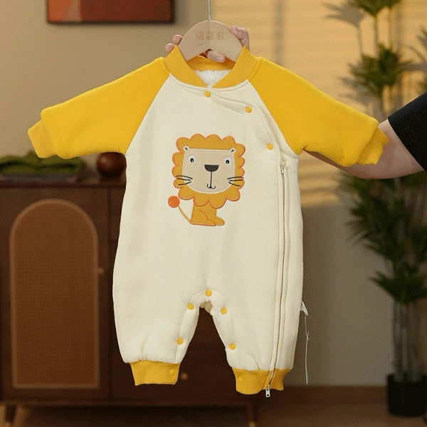 婴儿加绒加厚连体衣秋冬保暖