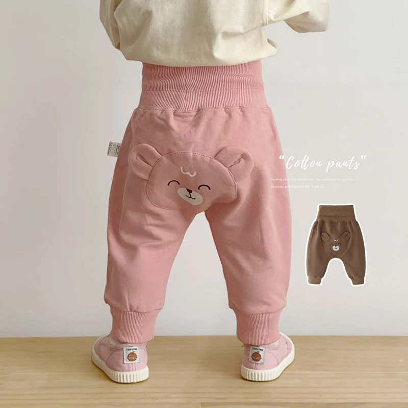 宝宝裤子春秋高腰护肚长裤春秋毛圈卡通萌趣外穿休闲婴幼儿大pp裤