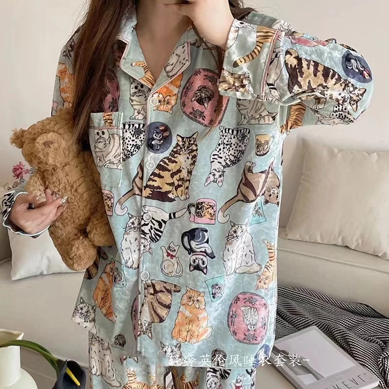 【闻香小奶猫】女士秋冬睡衣2023新款爆款金丝绒卡通可爱胖MM大码