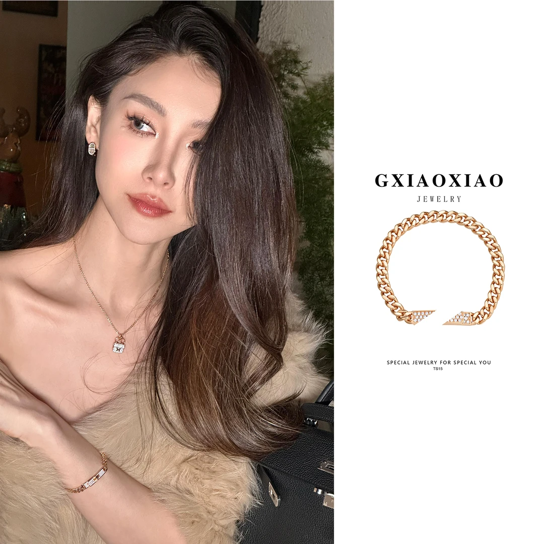 铜合金合成锆石手链 GXX TS15 法国星河璀璨满镶古巴链时尚饰品女