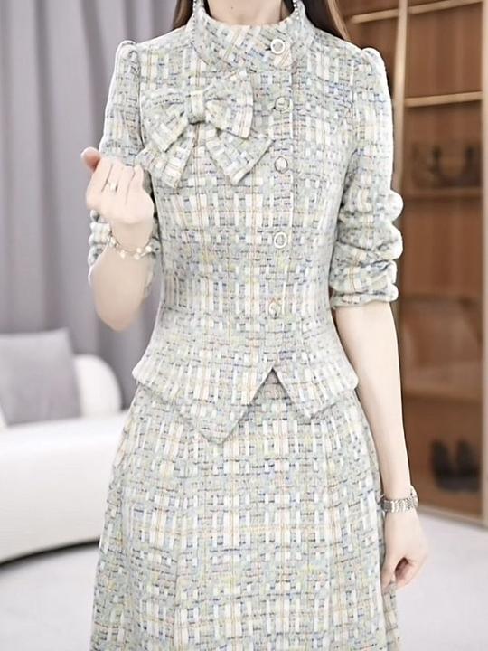 2024秋冬新款小香风高档轻奢贵妃绒两件套裙套装连衣裙气质显瘦裙