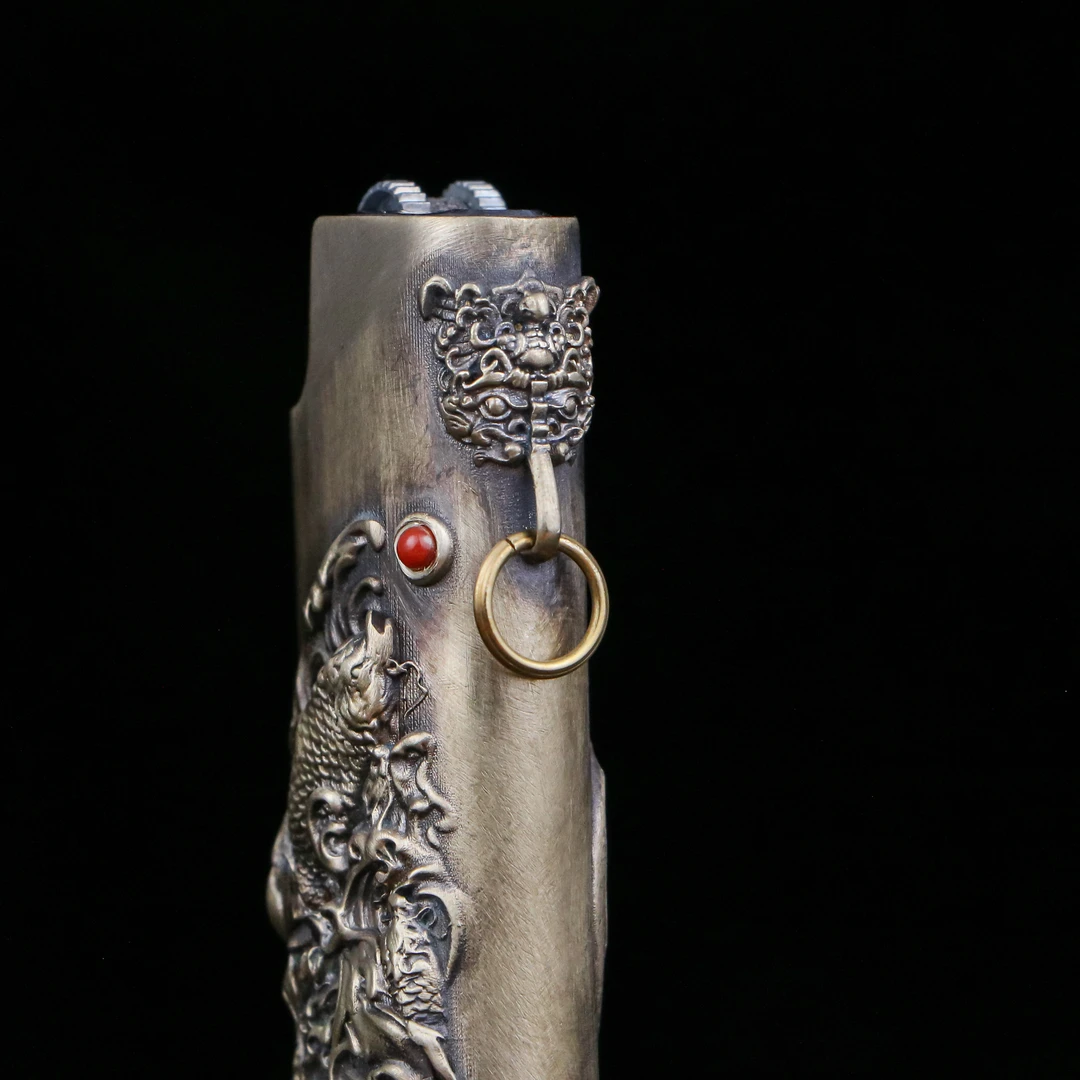 黄铜打火机壳高货高档古风中式创意锦鲤茶周边便携口粮茶配茶道