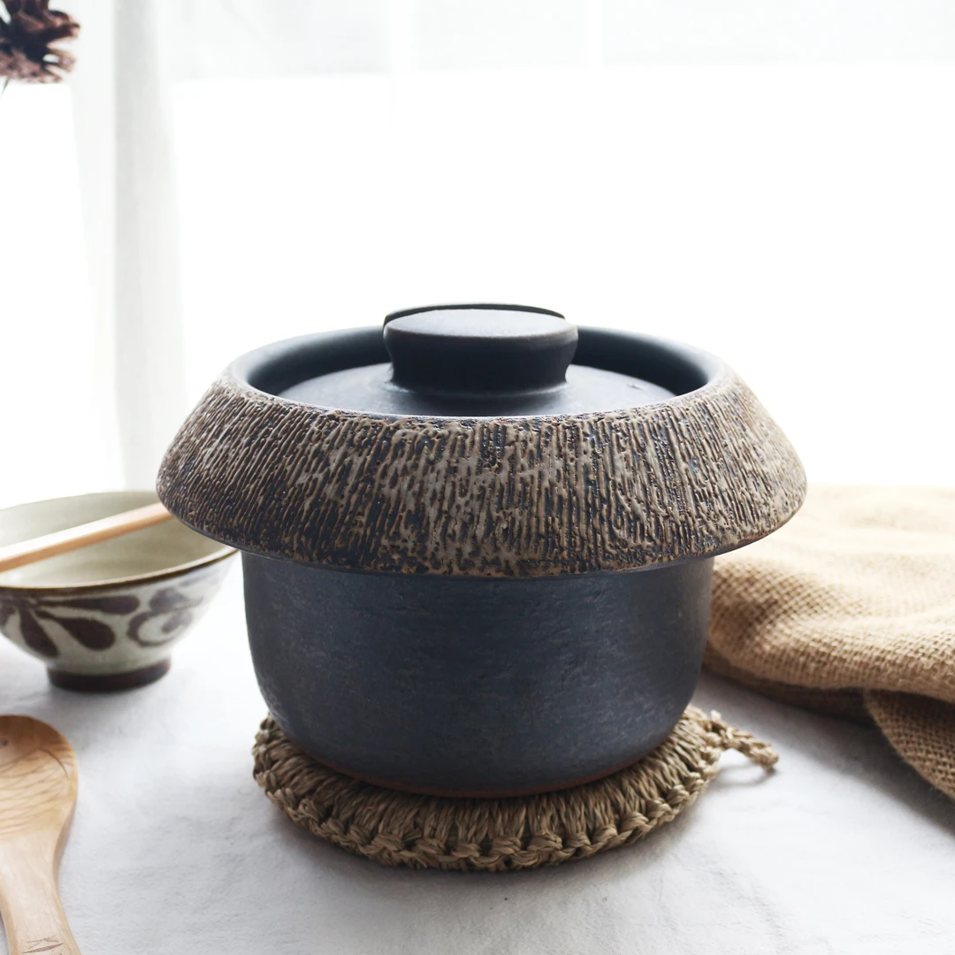 日本原装进口安乐窑作家设计款蘑菇羽釜陶土砂锅煲汤炖锅羽釜土锅