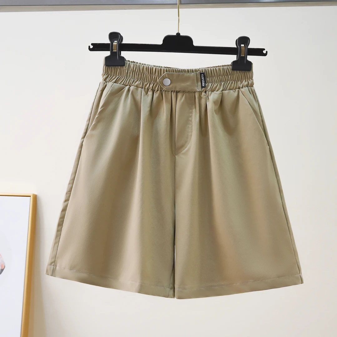 五分短裤女2025夏季薄款纯色宽松高腰显瘦直筒百搭a字工装休闲裤