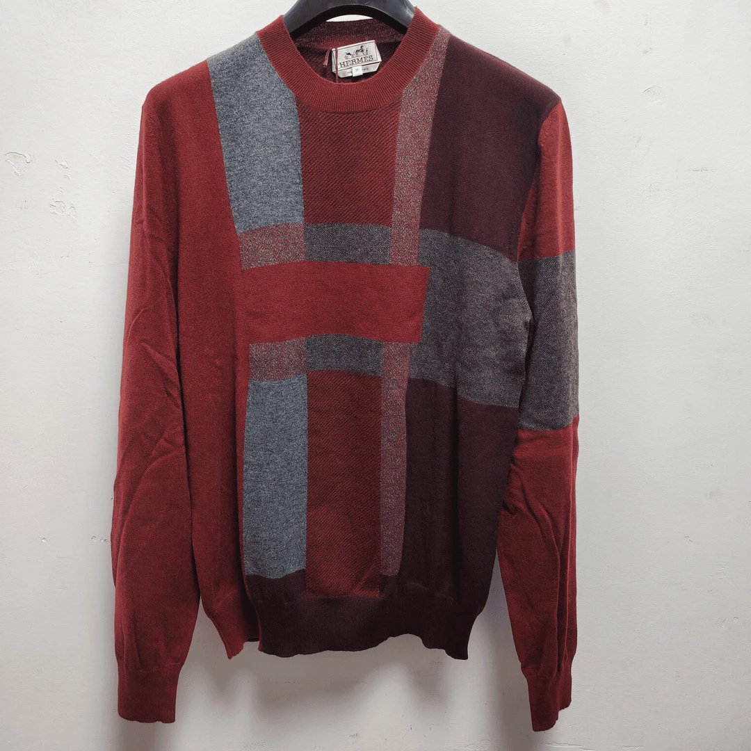 未使用 Hermes/爱马仕 男士山羊绒针织毛衣/H13650
