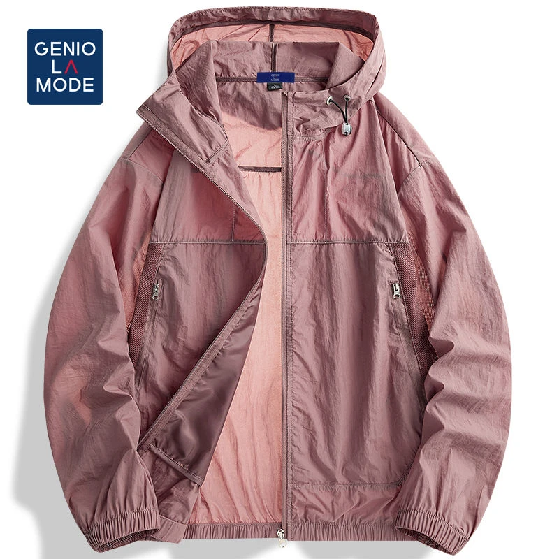 GENIO LAMODE冰丝皮肤衣男士夏季防晒登山服情侣连帽薄女士外套
