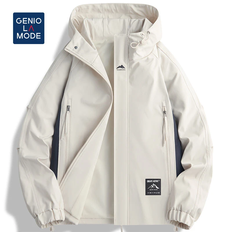 GENIOLAMODE夹克外套男春季户外防风情侣工装连帽登山服