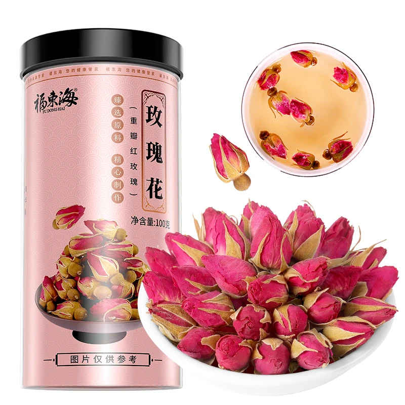 福东海 玫瑰花100g 红玫瑰花 平阴重瓣胎玫瑰食用