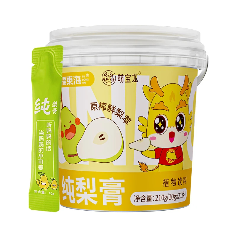 萌宝龙 纯梨膏210g/桶（10gX21条）鲜梨膏酸甜可口独立袋装便携冲泡
