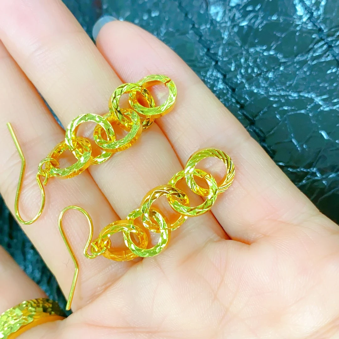 铜合金耳饰 环环相扣耳坠 时尚