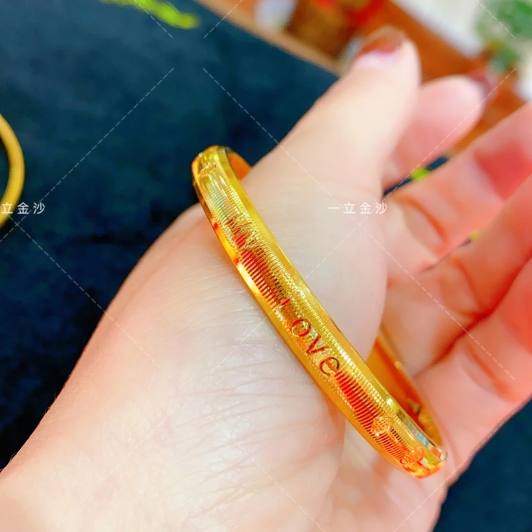 铜合金手镯  【一立金沙 YLJS】铜合金  新工艺love闭口手镯 精美