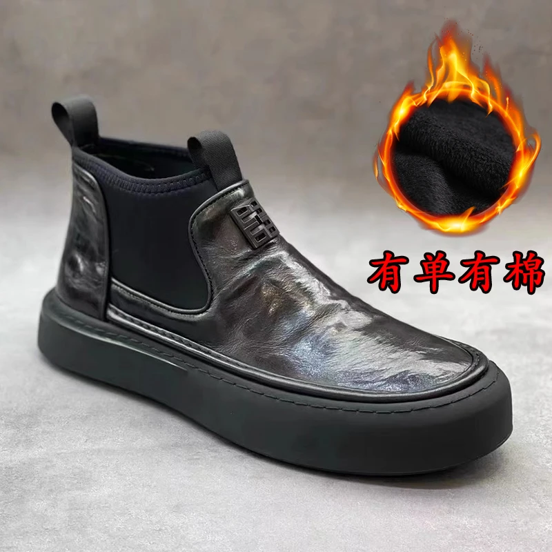 【有单有棉】2023秋冬高级感男士一脚蹬纯皮舒适休闲男鞋百搭皮