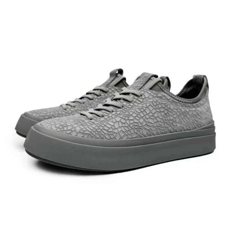 【烧杉板纹】高端时尚潮流休闲运动系带板鞋真皮男鞋