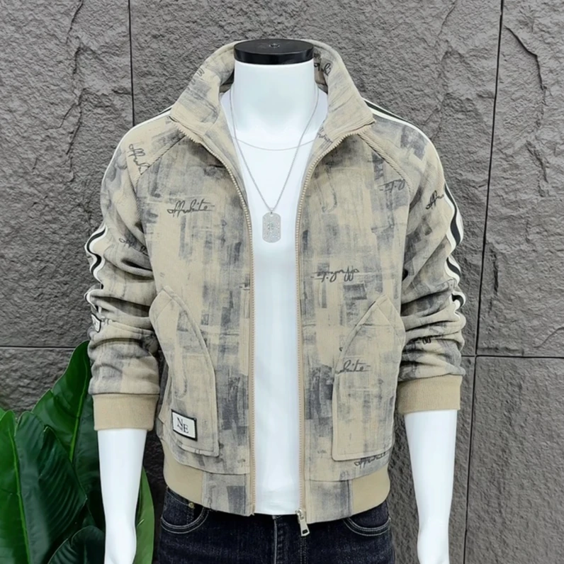 新款男士时尚洋气设计夹克潮牌外套气质百搭洋气男装夹克时尚外套