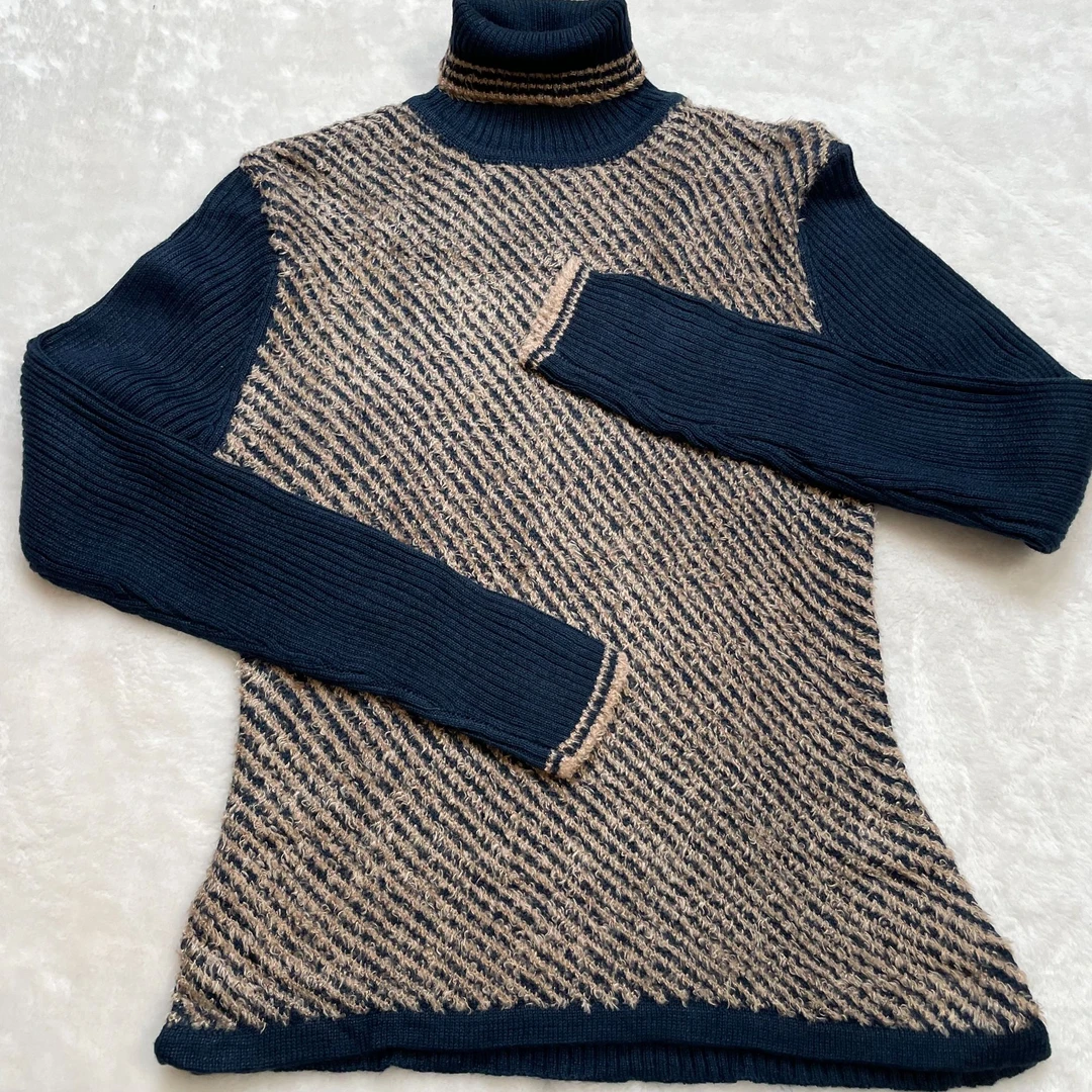 (MY)203长袖时尚女士条纹半高领毛衣150