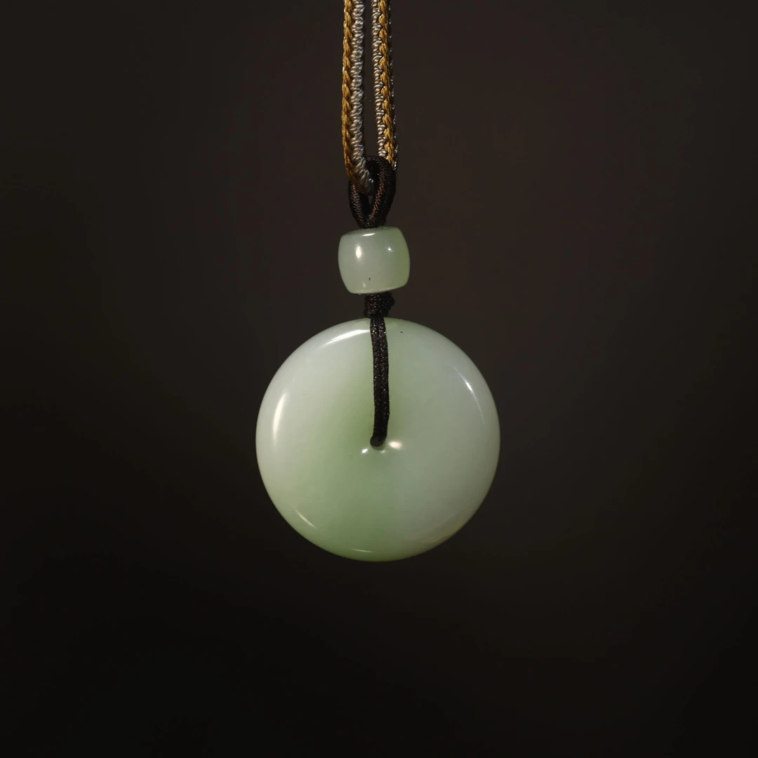 观海堂和田玉翠青平安扣吊坠精致简约百搭时尚男士女士款古风挂坠