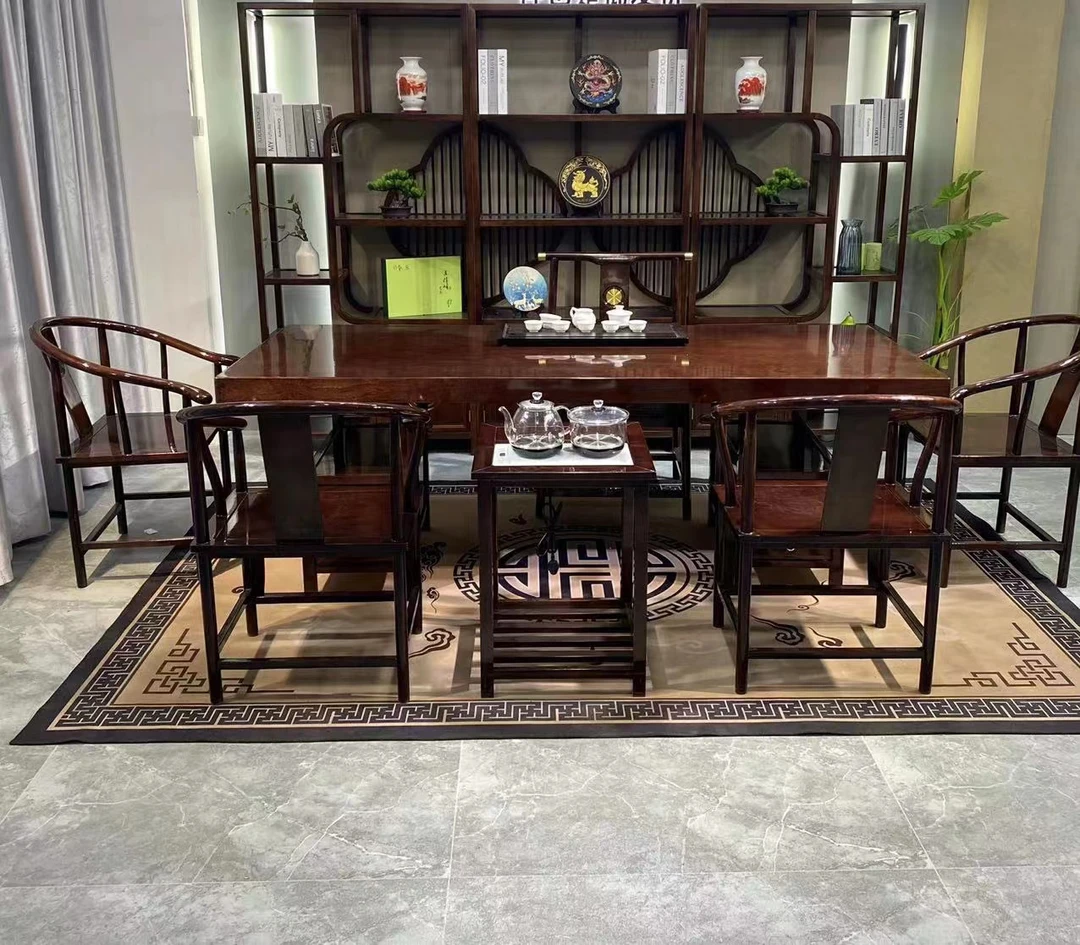 定制补差价茶台配置中式黑黄檀实木大板茶桌椅办公家用茶客厅