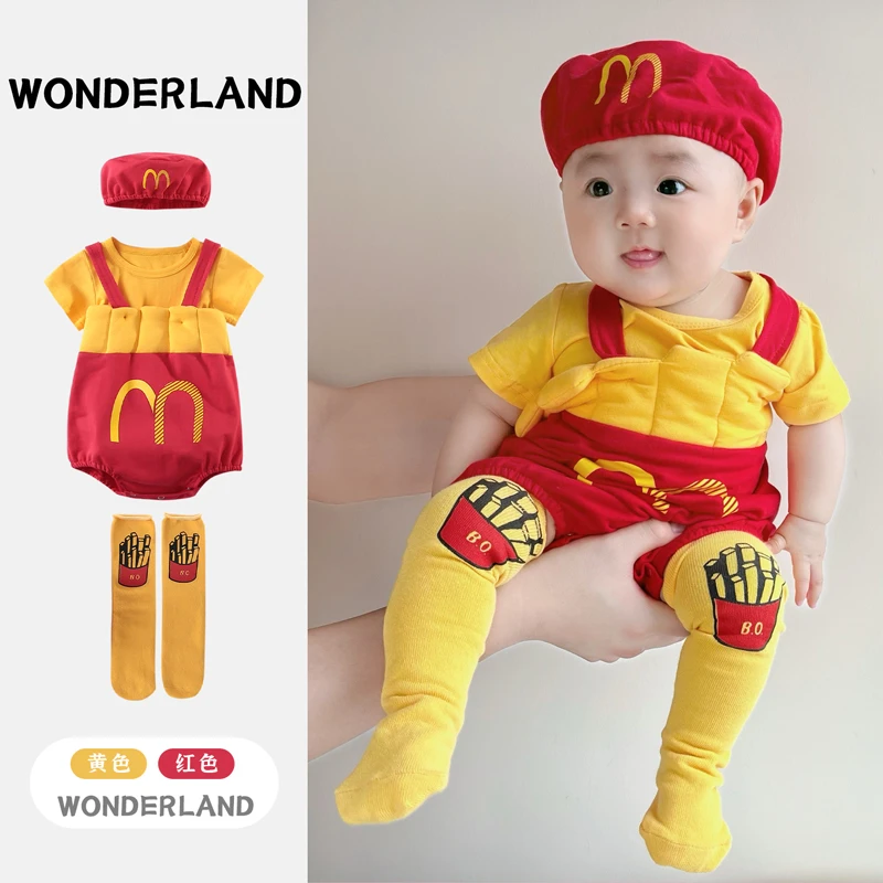 婴儿包屁衣夏季薄款麦当劳宝宝夏装可爱超萌连体衣服短袖哈衣爬服