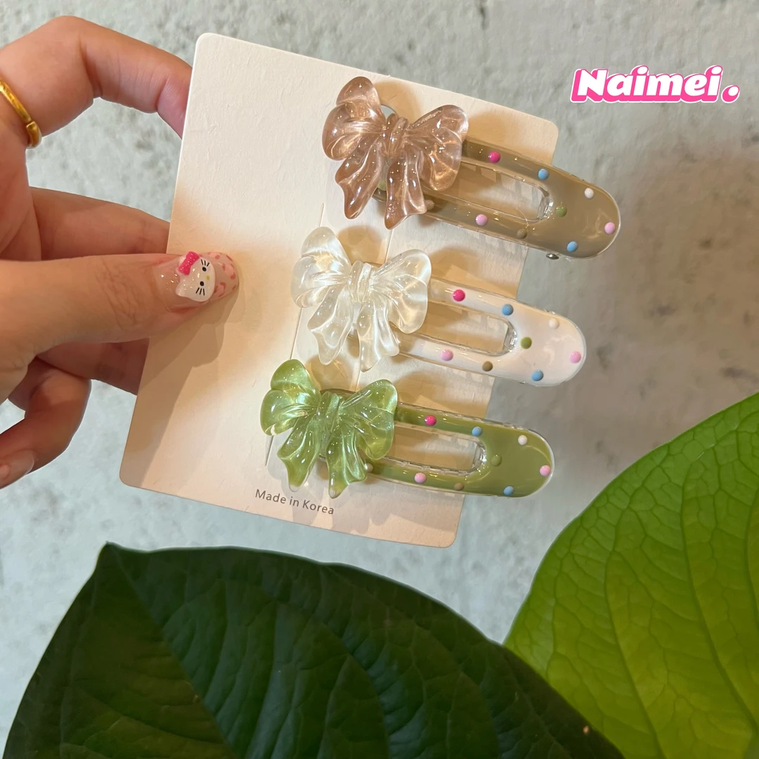【Naimei】2024新款韩系蝴蝶结树脂波点发夹
