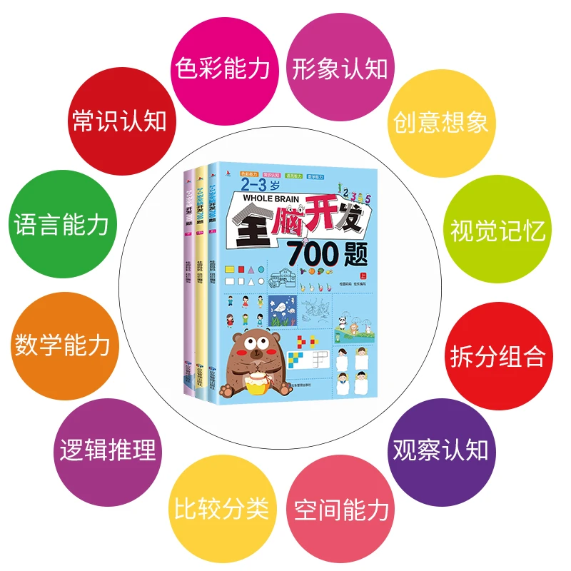 2-3岁全脑开发700题幼儿早教全脑开发训练儿童益智思维启蒙开发书