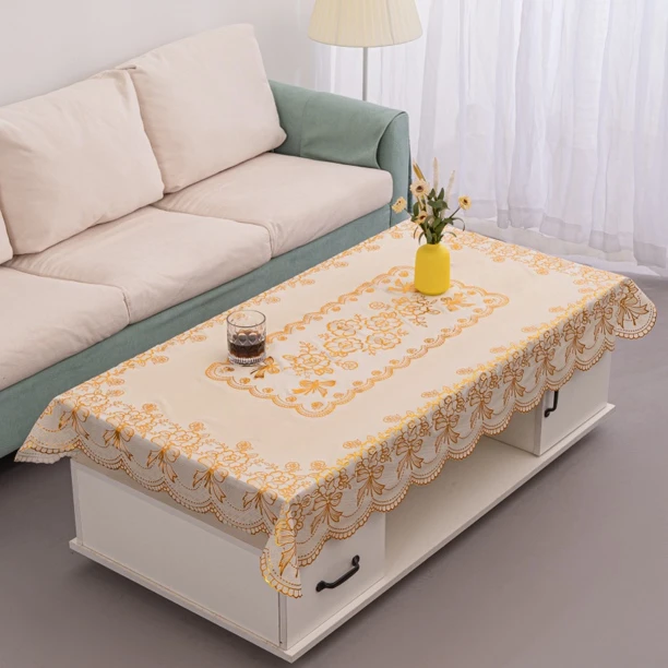 长方形桌布茶几布防水防烫防油PVC烫金桌台布家用免洗轻奢欧式